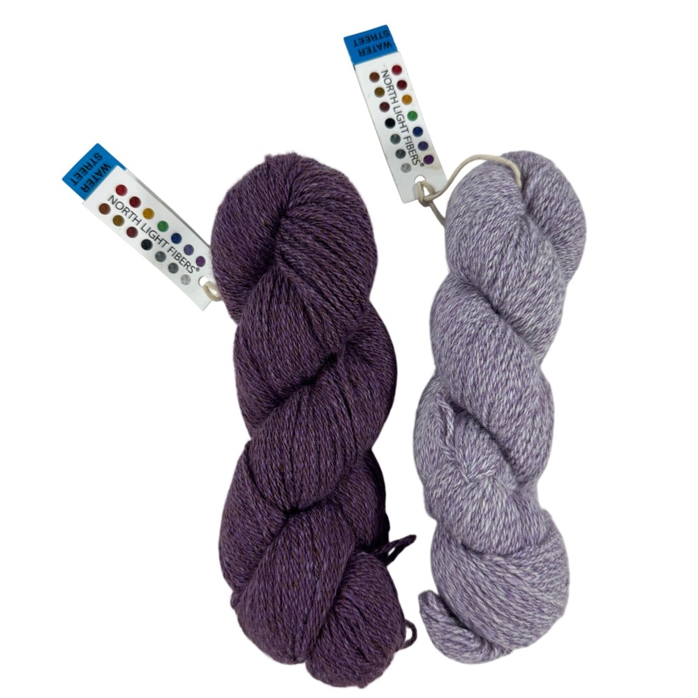 North Light Fibers Water Street Yarn Cashmere Merino Violet Lilac Bouquet 2pk